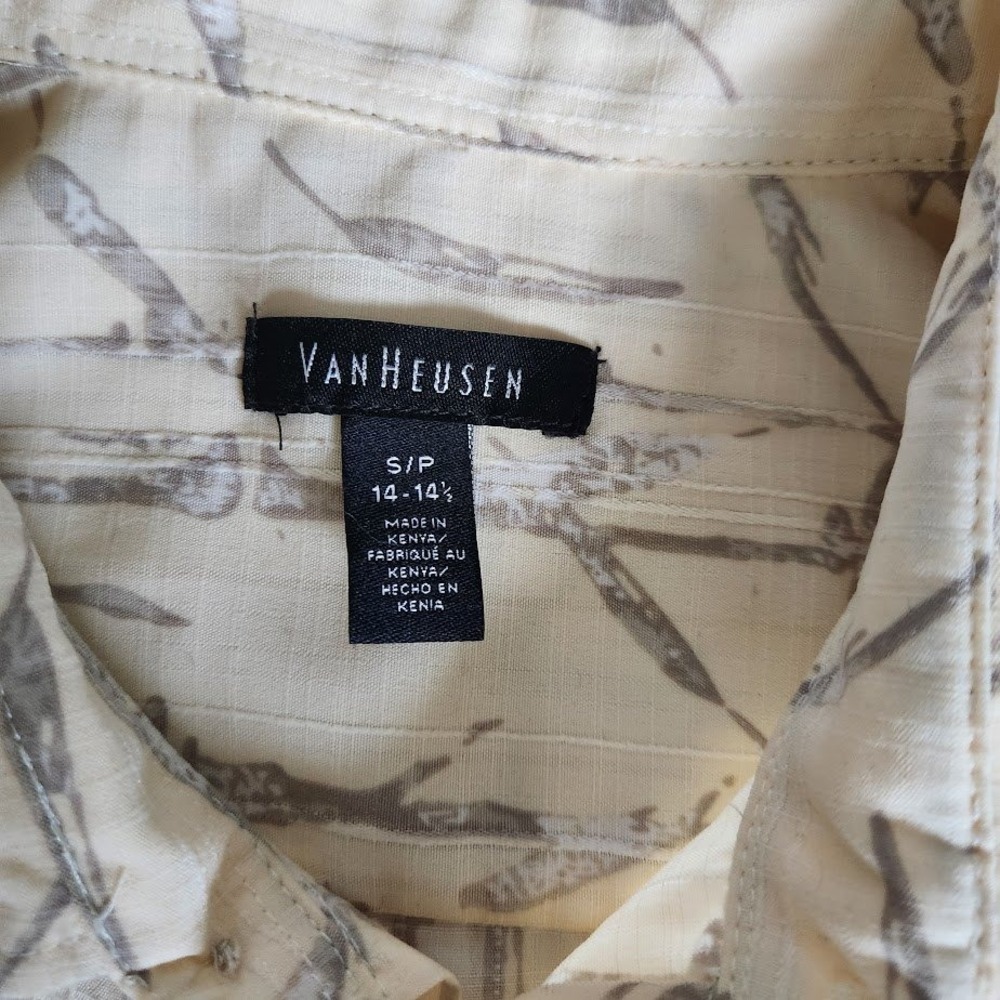 Van Heusen Men Oasis Prints Short Sleeve Button Down Shirt Vanilla Small NEW 105 - Picture 3 of 6